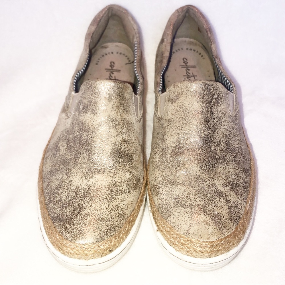Clark’s Gold Slip On Sneakers Size 9 1/2